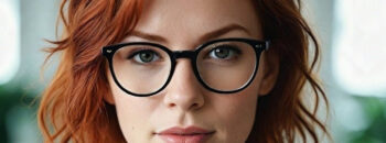rothaarige Frau mit Brille